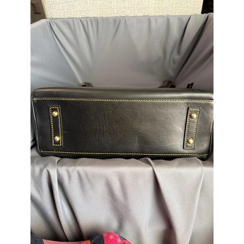 Dooney & Bourke Black Croc Embossed Leather Hobo Shoulder Bag Gold Hardware
